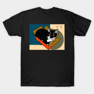 Cute Tuxedo Cat Kitty in a box  Copyright TeAnne T-Shirt